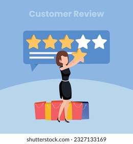 User reviews and feedback concept. User reviews online. Customer feedback review experience rating concept. User client service message. Vector illustration.