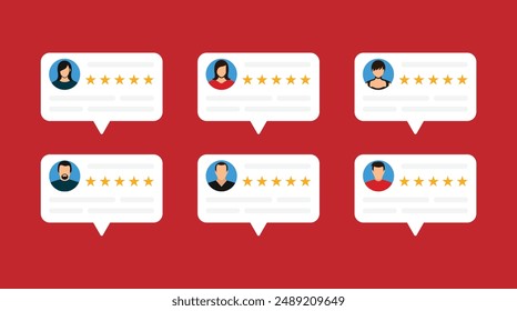 user reviews feedback flat design isolated background