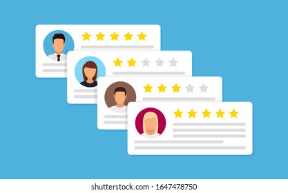 User reviews flat icon or feedback. Vector illustration