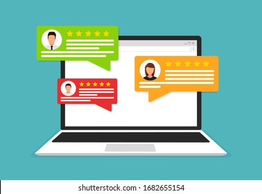 User Reviews Flat Icon Or Feedback. Flat Icon Style Vector Illustration