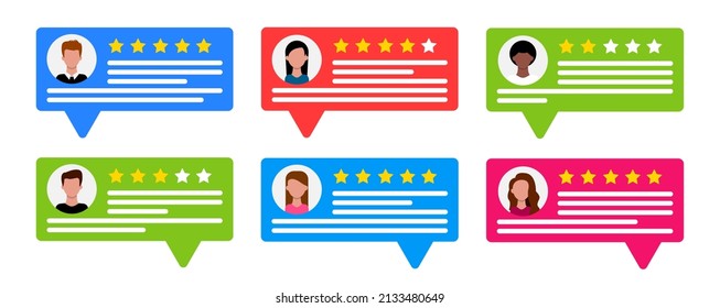 User reviews flat icon or feedback. Vector illustration
