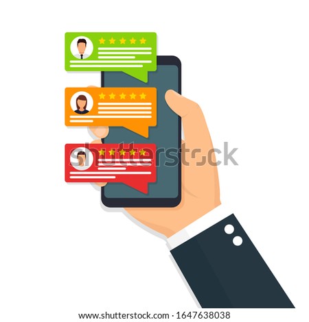 User reviews flat icon or feedback. Flat icon style vector illustration