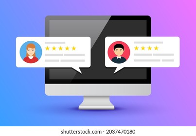 User Reviews Online. Customer Feedback Review Experience Rating Concept. User Client Service Message