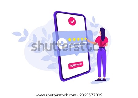User reviews online. Customer feedback review experience rating concept. User review with good rate. Rating bubble. User client service message. Feedback, experience concept
