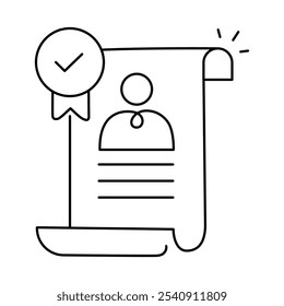 Ícone de direitos do usuário - Documento com marca de seleção, representando privacidade, proteção e padrões éticos