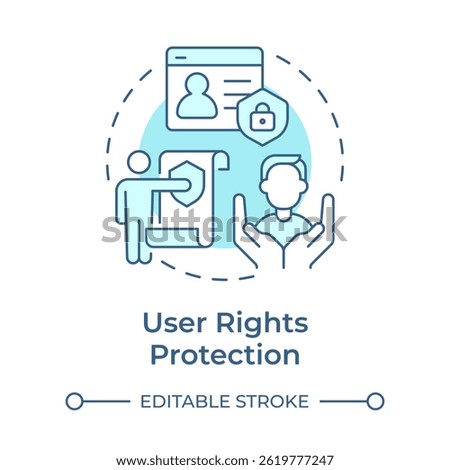 User rights protection soft blue concept icon. Controlling data collection. Benefit of consent management. Round shape line illustration. Abstract idea. Graphic design. Easy to use in article