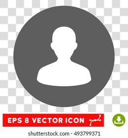 User round icon. Vector EPS illustration style is flat iconic bicolor symbol, white and silver colors, transparent background.