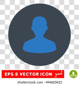 User round icon. Vector EPS illustration style is flat iconic bicolor symbol, smooth blue colors, transparent background.