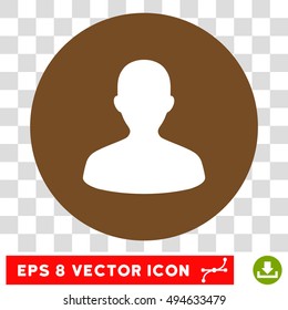 User round icon. Vector EPS illustration style is flat iconic bicolor symbol, white and brown colors, transparent background.
