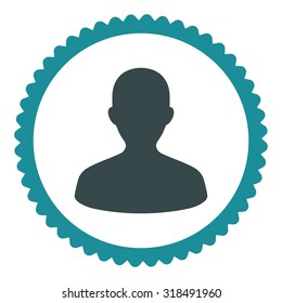 User round stamp icon. This flat vector symbol is drawn with soft blue colors on a white background.