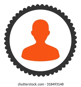 User round stamp icon. This flat vector symbol is drawn with orange and gray colors on a white background.