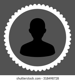 User round stamp icon. This flat vector symbol is drawn with black and white colors on a gray background.