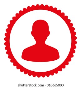 User round stamp icon. This flat vector symbol is drawn with red color on a white background.