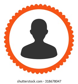 User round stamp icon. This flat vector symbol is drawn with orange and gray colors on a white background.