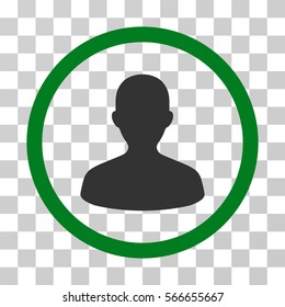 User rounded icon. Vector illustration style is flat iconic bicolor symbol inside a circle, green and gray colors, transparent background. Designed for web and software interfaces.