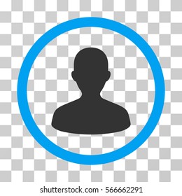User rounded icon. Vector illustration style is flat iconic bicolor symbol inside a circle, blue and gray colors, transparent background. Designed for web and software interfaces.