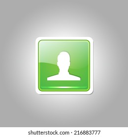 User Rounded Rectangular Vector Green Web Icon Button