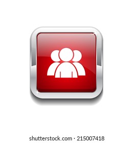 User Rounded Rectangular Vector Red Web Icon Button
