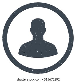 User rubber seal stamp watermark. Icon symbol inside circle frame with grunge design and corrosion texture. Scratched vector smooth blue ink emblem on a white background.