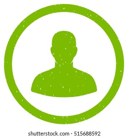 User rubber seal stamp watermark. Icon symbol inside circle frame with grunge design and dust texture. Scratched vector eco green ink sign on a white background.