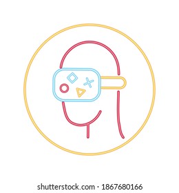 user with rv mask video game neon style icon vector illustration design