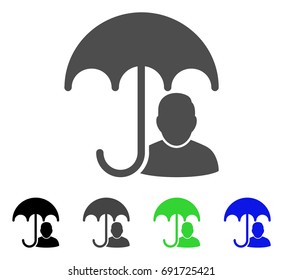 User Safety Umbrella flat vector pictograph. Colored user safety umbrella, gray, black, blue, green icon variants. Flat icon style for application design.