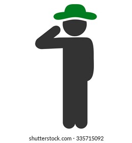 User Salute vector icon. Style is bicolor flat symbol, green and gray colors, rounded angles, white background.