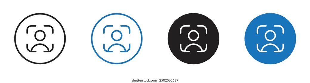 Icono de escaneo de usuario Esquema del conjunto de símbolos planos