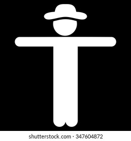 User Scarescrow vector icon. Style is flat symbol, white color, rounded angles, black background.