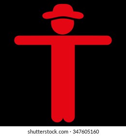 User Scarescrow vector icon. Style is flat symbol, red color, rounded angles, black background.