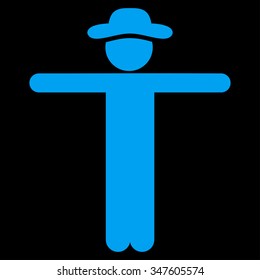 User Scarescrow vector icon. Style is flat symbol, blue color, rounded angles, black background.