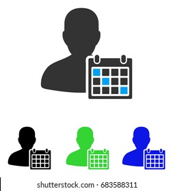 User Schedule vector pictograph. Style is flat graphic user schedule symbol using some color variants.