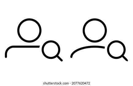 Icono de búsqueda de usuario. Perfil con lupa. Vector de ilustración