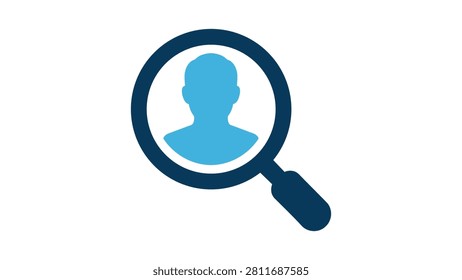 User Search Vector Icon with Profile Magnifying Glass Employee Finder and People Lookup Symbol
