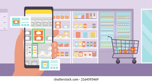 User searching products on the supermarket shelves using a mobile app: retail store item detection