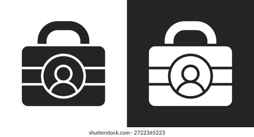 Icono de seguridad del usuario en estilo de glifo blanco y negro