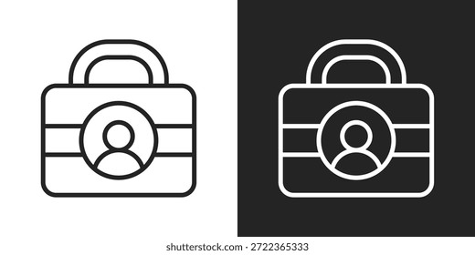 Icono de seguridad del usuario en estilo de línea en blanco y negro