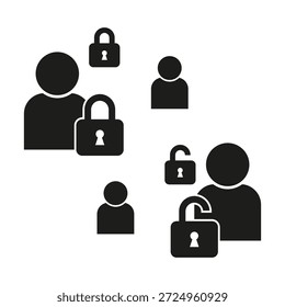 User security icon. Private account lock. Safe person Vector. Profile protection set. EPS 10.