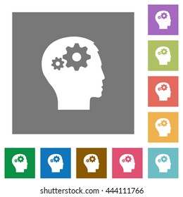 User settings flat icon set on color square background.