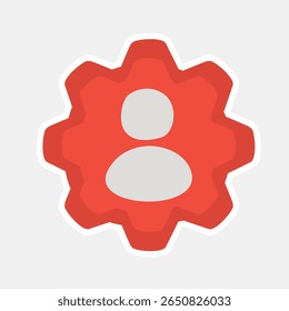 User Settings Gear Icon, represents user settings, profile management, configuration options, personal preferences, or administration functions within digital interfaces, apps, or websites