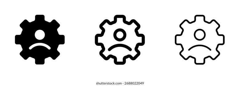 Configuraciones de usuario iconos de engranajes. Vector plano y de contorno