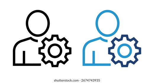 user settings icon, profile with gear symbol management icon