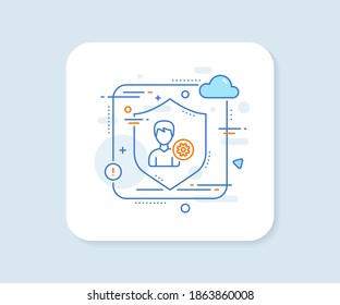 User settings line icon. Abstract vector button. Profile Avatar with cogwheel sign. Male Person silhouette symbol. Support line icon. Protect shield concept. Vector