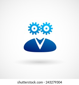 User settings, preferences flat icon design concept. Creativity and intelligences metaphors.