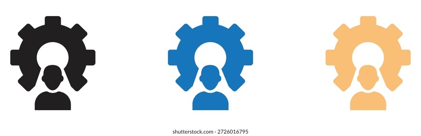Icono de Configuraciones de usuario y administración de perfiles en tres variaciones de color distintas