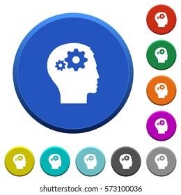 User settings round color beveled buttons with smooth surfaces and flat white icons