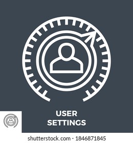 User Settings Thin Line Vector Icon Isolated on the Black Background.