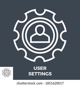 User Settings Thin Line Vector Icon Isolated on the Black Background.