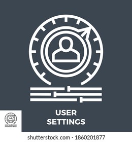 User Settings Thin Line Vector Icon Isolated on the Black Background.