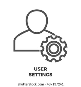 User Settings Thin Line Vector Icon Isolated on the White Background.